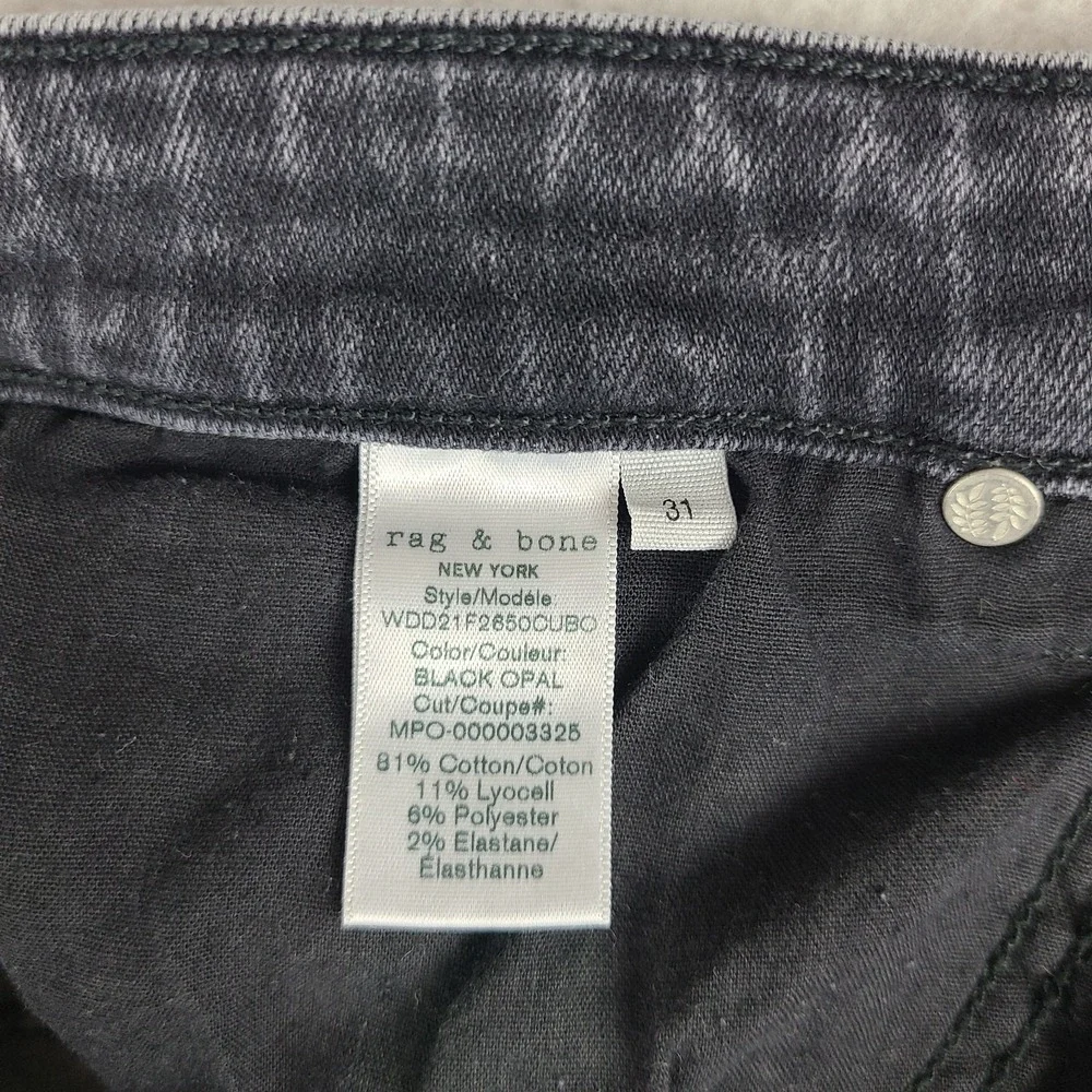 Rag & Bone Jeans Womens 31x30 Black Opal Cate Mid Rise Skinny Medium Wash Denim